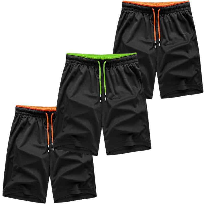 3PCS Men'S Athletic Shorts, Quick-Dry Jersey Shorts, Pull-On Knit Shorts with Pockets, Knit Gym Shorts