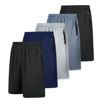 RPOVIG 5-Pack Men'S Workout Shorts Sets 5 Pack with Zippered Pockets Basketball Gym Activewear Athletic Mesh Shorts